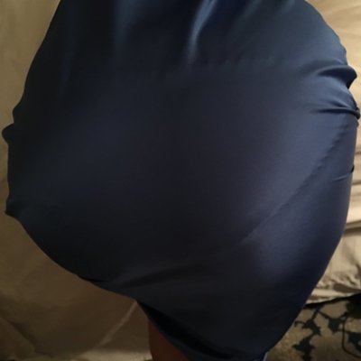 My beautiful GF wearing her long navy blue satin gown and showing off her perfect ass and those amazing satin panty lines!  god i love her!