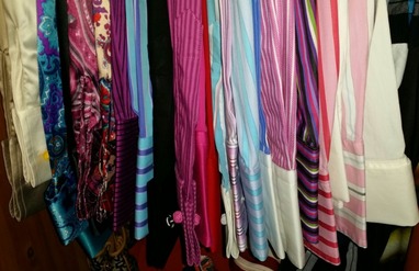 Wardrobe with cotton and satin long sleeved blouses ready for bedroom fun!!