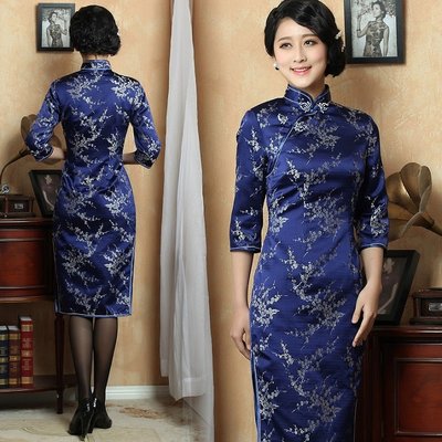 Silver-cherry-blossom-floral-jacquard-woven-navy-blue-silk-brocade-qipao-Chinese-3-quarter-sleeve-traditional-cheongsam-dress-001r1.jpg