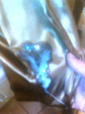 The aftermath of my masturbation into her lining