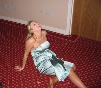 At the end of the evening.. Ripe for someone to get naughty with her perhaps...