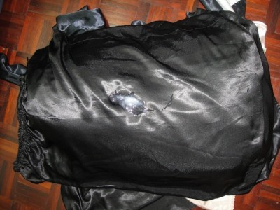 Wrapped it under the skirt for that sliding slippery feeling..After humping a few times, this is the end result.