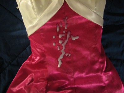 This little prom dress was soooo much fun to cum on, notice the old cum stains !!!