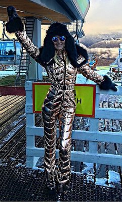 Plastic satin metallic foil snowsuit