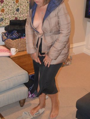 Here she is showing a little..