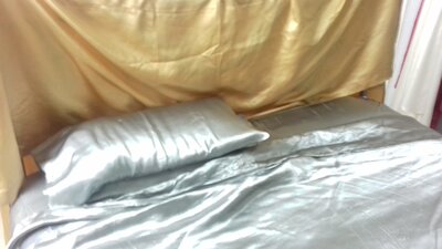 At last a chance to take some pics of my satin sheets and getting ready for some fun.