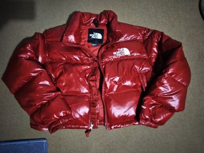 Red Shiny Northface Nuptse - Front.jpg