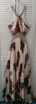 Dave &amp; Johnny Pleated Satin gown