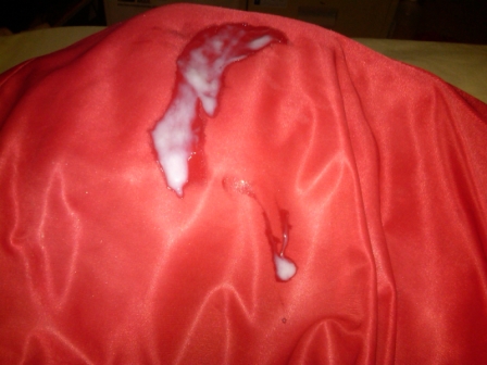 cum on Shawn's red dress lining