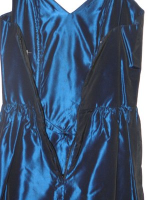 Royal blue taffeta unzipped