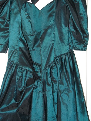Emerald green taffeta unzipped