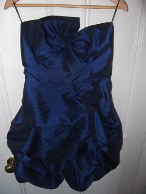 Front of my strapless blue dress