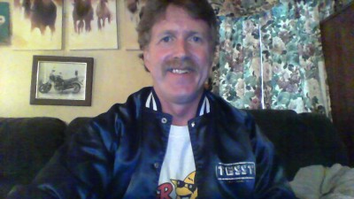 me in my royal blue satin jacket.