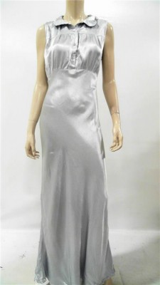 Front of silver satin dress