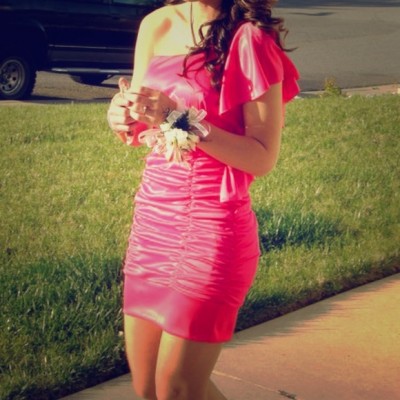 Slinky silky tight mini dress.