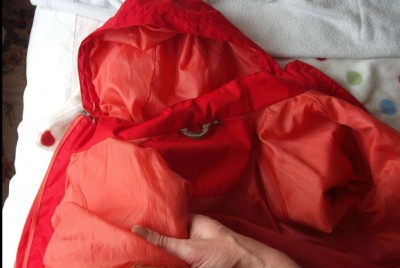 Working up a frenzy in her sleeve lining