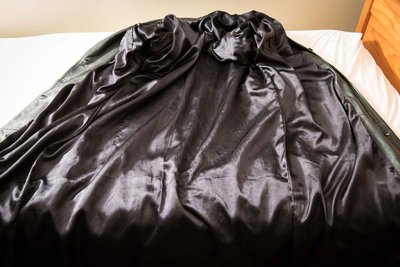 More nylon in this leather coat- 52 inches of smooth seduction