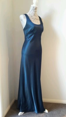 Long Blue Satin Dress.JPG
